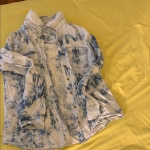 Button Up Tie-Dye Denim Shirt